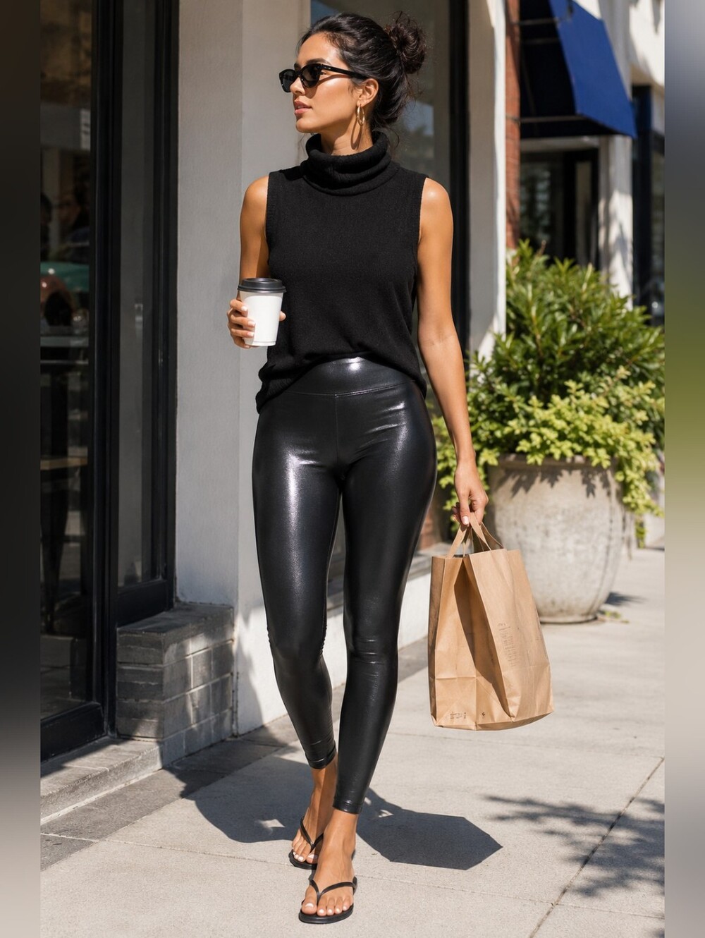 SPANXshape by SPANX Faux Leather High Waist Leggings in Black Women's Medium